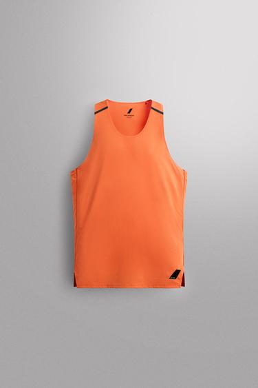 Zara COLOR BLOCK TECHNICAL TANK TOP - Orange