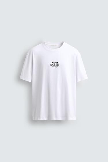 Zara CONTRAST PRINT T-SHIRT - White
