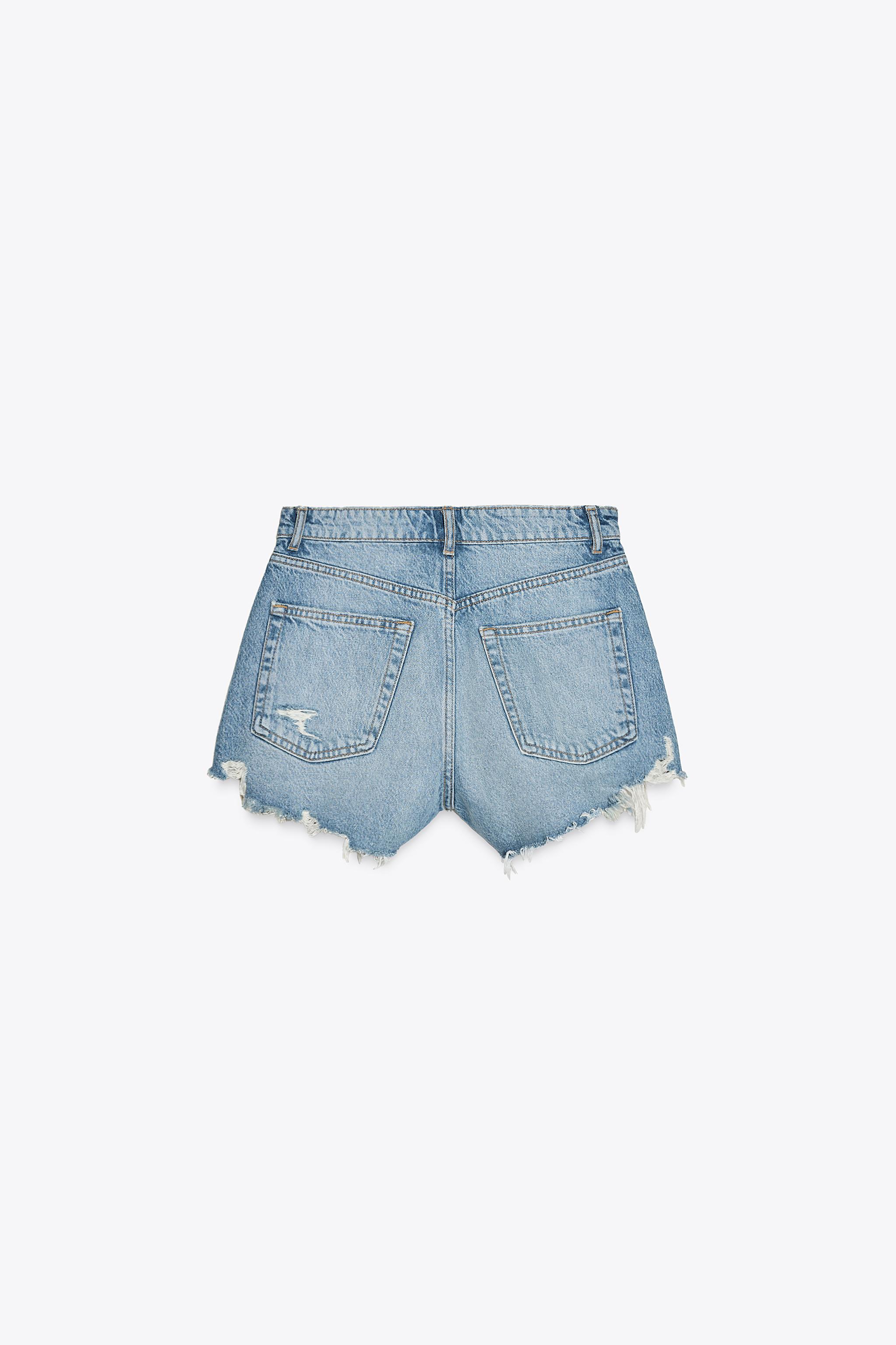 High Waist Raw Hem Denim Shorts SHEIN A - Main Image