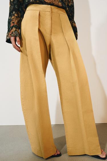 HOSE MIT ZIERFALTEN ZW COLLECTION - Senfgelb von Zara