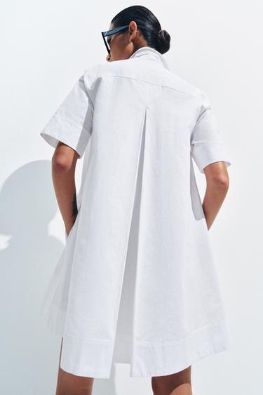 ZW COLLECTION SHORT SLEEVE SHIRT DRESS - White by Zara