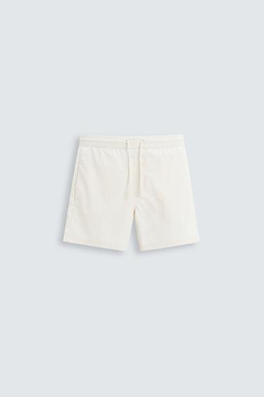 Zara BASIC MID-LENGTH SWIMSUIT - Ecru