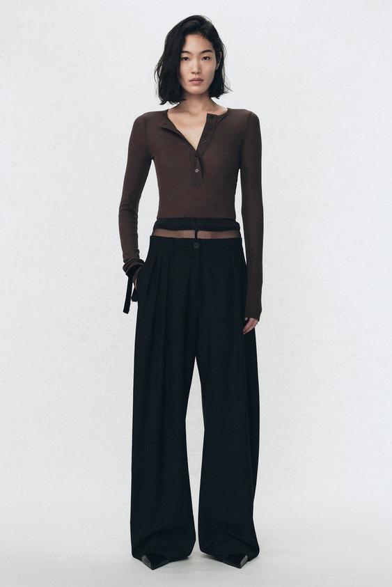 SOSHIOTSUKI X ZARA HENLEY COLLAR T-SHIRT