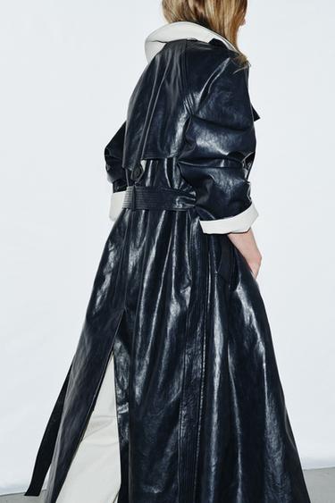טרנץ' אוברסייז דמוי עור ZW COLLECTION - נייבי של Zara