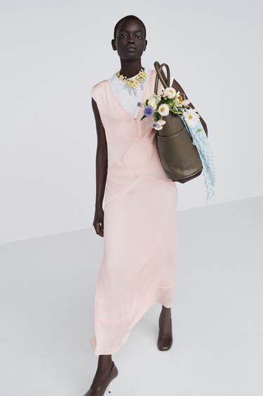 STRAIGHT SLIP DRESS — Pastel pink 2