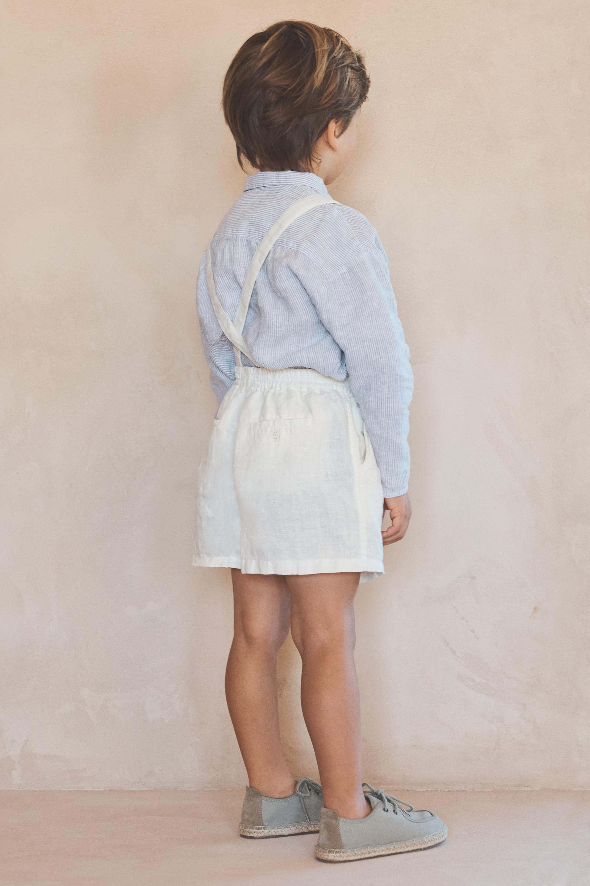 2-5 YEARS / LIMITED EDITION 100% LINEN REMOVABLE SUSPENDER SHORTS