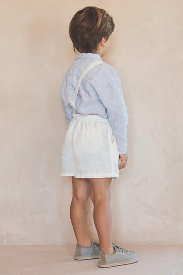 2-5 YEARS / 100% LINEN BERMUDA SHORTS WITH REMOVABLE BRACES LIMITED EDITION - Ecru by Zara
