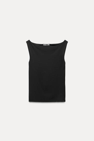 CAMISETA POLIAMIDA ESCOTE BARCO - Negro de Zara