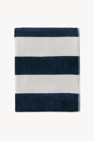 Zara STRIPED BEACH TOWEL - 海藍色