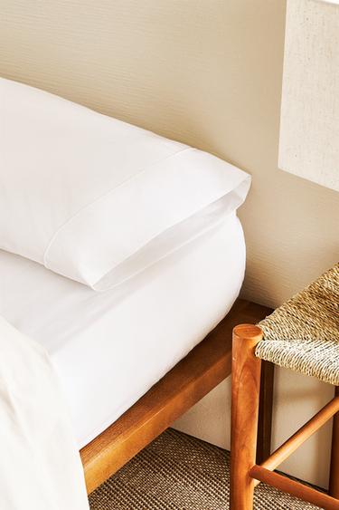 DRAP-HOUSSE COTON PERCALE | 40 CM DE HAUT (300 FILS) - Blanc de Zara - Image 1