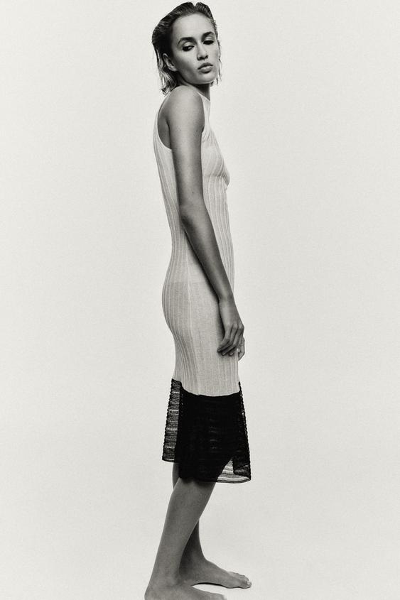zara knit dress with pockets - Contrast - Ecru - M Zara short