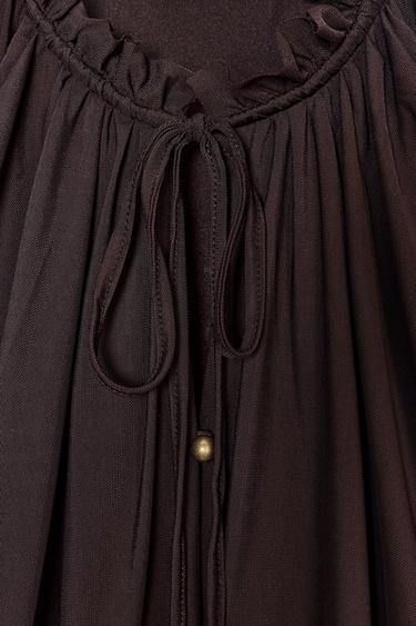 GATHERED LONG DRESS - Dark brown by Zara - Image 6
