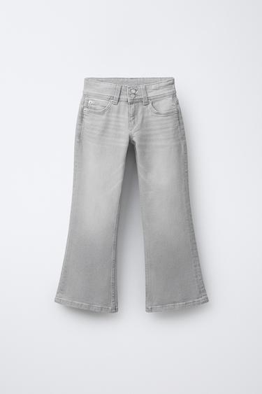 Zara DOUBLE BUTTON FLARE JEANS - Gray