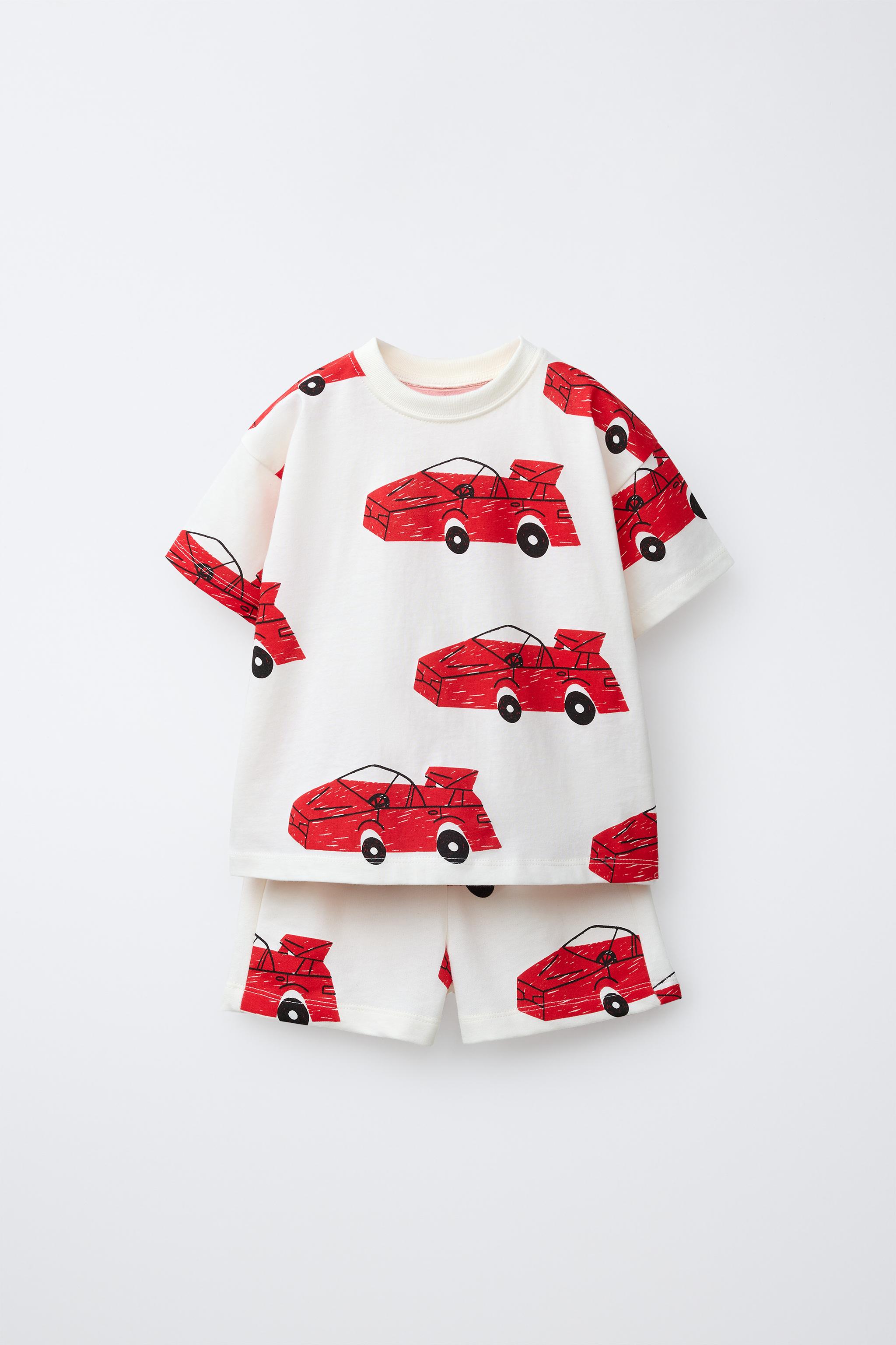 Tシャツ＆バミューダパンツセット - エクリュ/ レッド | ZARA Japan / 日本