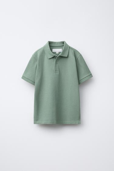 Zara BASIC RAVNA POLO MAJICA – Kaki