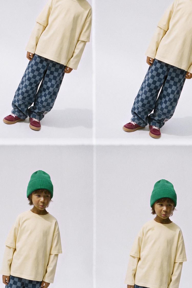 Pantalon barrel cuadro damero