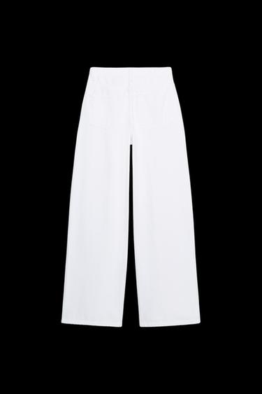 JEANS TRF WIDE LEG CINTURA CRUZADA TIRO ALTO - Blanco de Zara