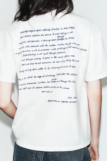 SHORT SLEEVE SLOGAN T-SHIRT - White by Zara - Image 3