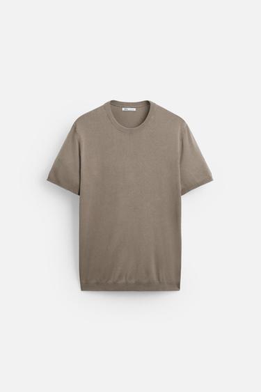CAMISETA MALHA MISTURA VISCOSE - Marrom / Toupeira da Zara
