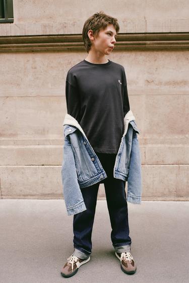 CAZADORA DENIM BORREGUILLO - Azul lavado de Zara