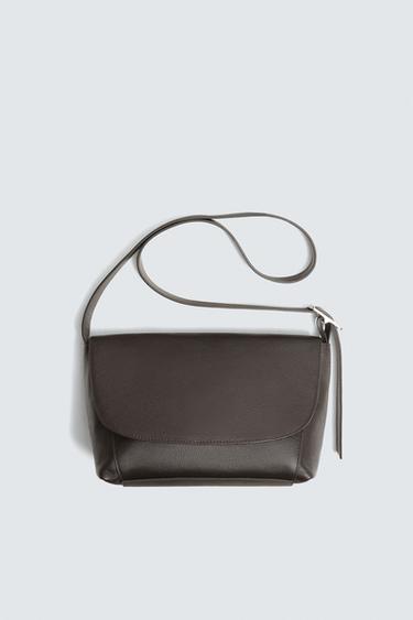 LEATHER CROSSBODY BAG - Brown by Zara