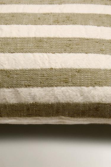 STRIPED CUSHION COVER - Green by Zara