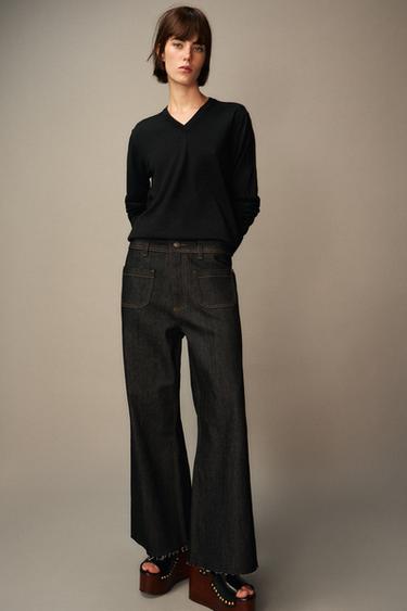 ZW COLLECTION WIDE-LEG HIGH-WAIST JEANS - Black by Zara