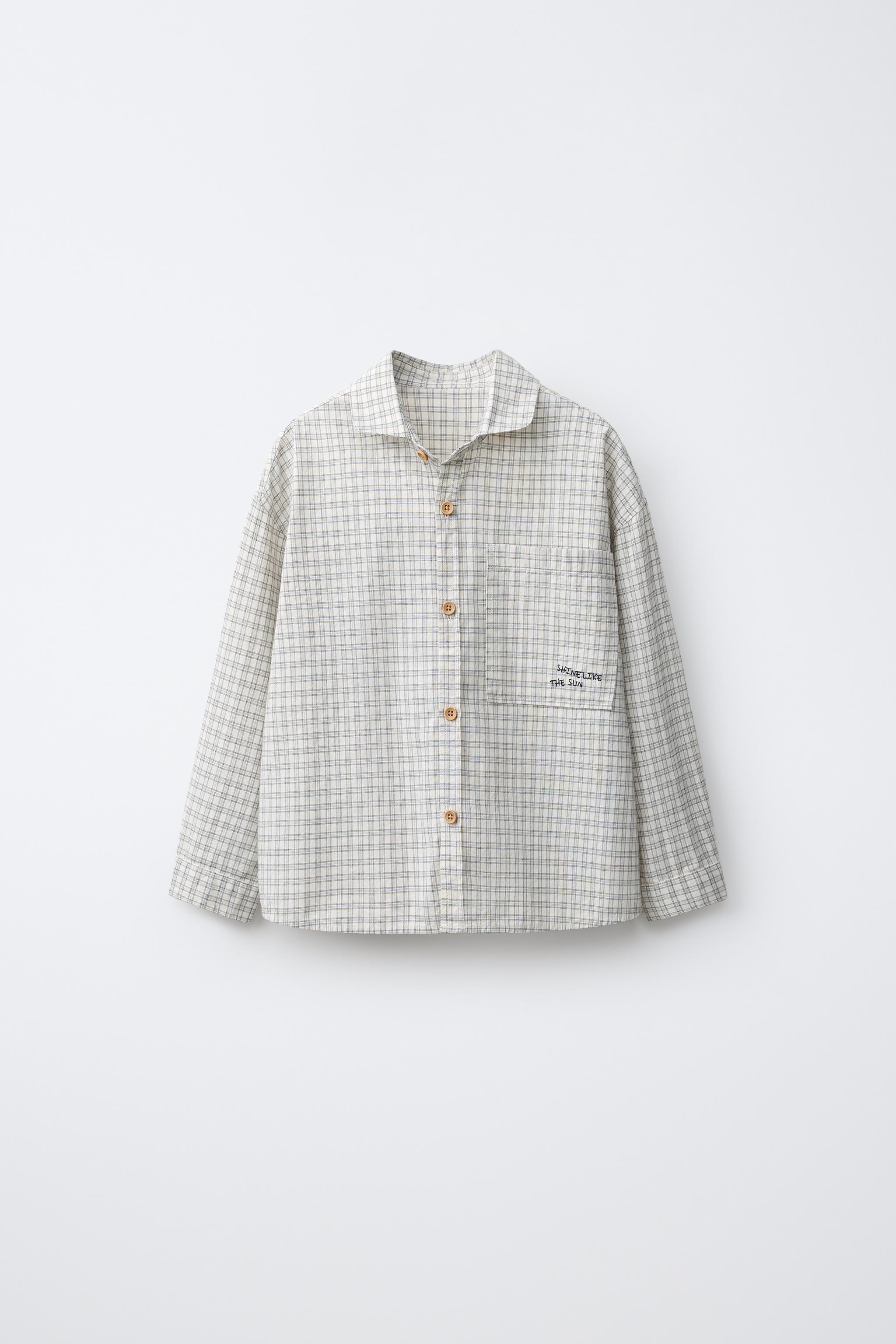 Zara EMBROIDERED PLAID SHIRT
