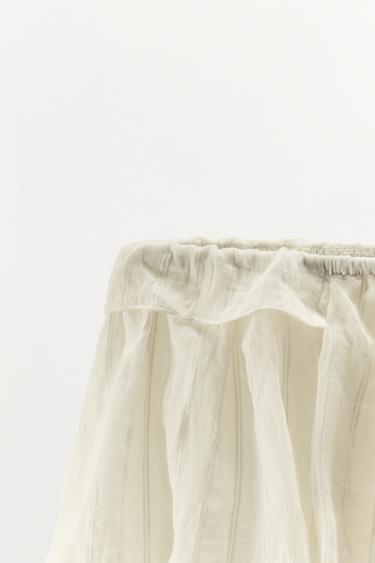 STRIPED RUFFLE SAROUEL SHORTS - Ecru by Zara - Image 6