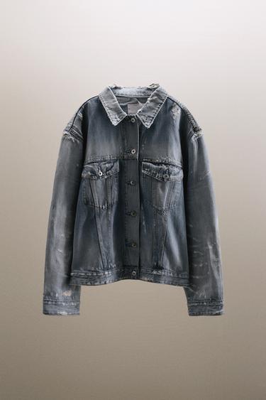 TRF RIPPED DENIM JACKET - Light blue by Zara