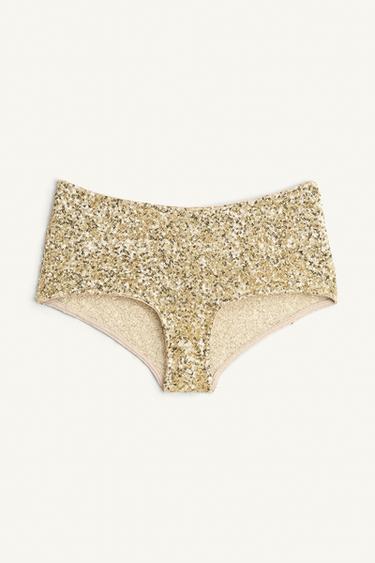 LIMITED EDITION SEQUIN BRIEFS - Gold by Zara