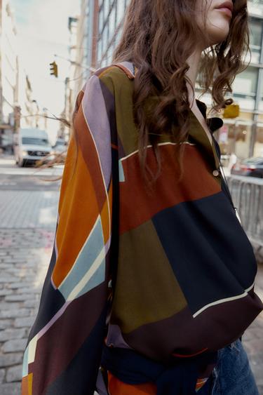 BLOUSE MET OVERLAGPRINT - Multicolour van Zara