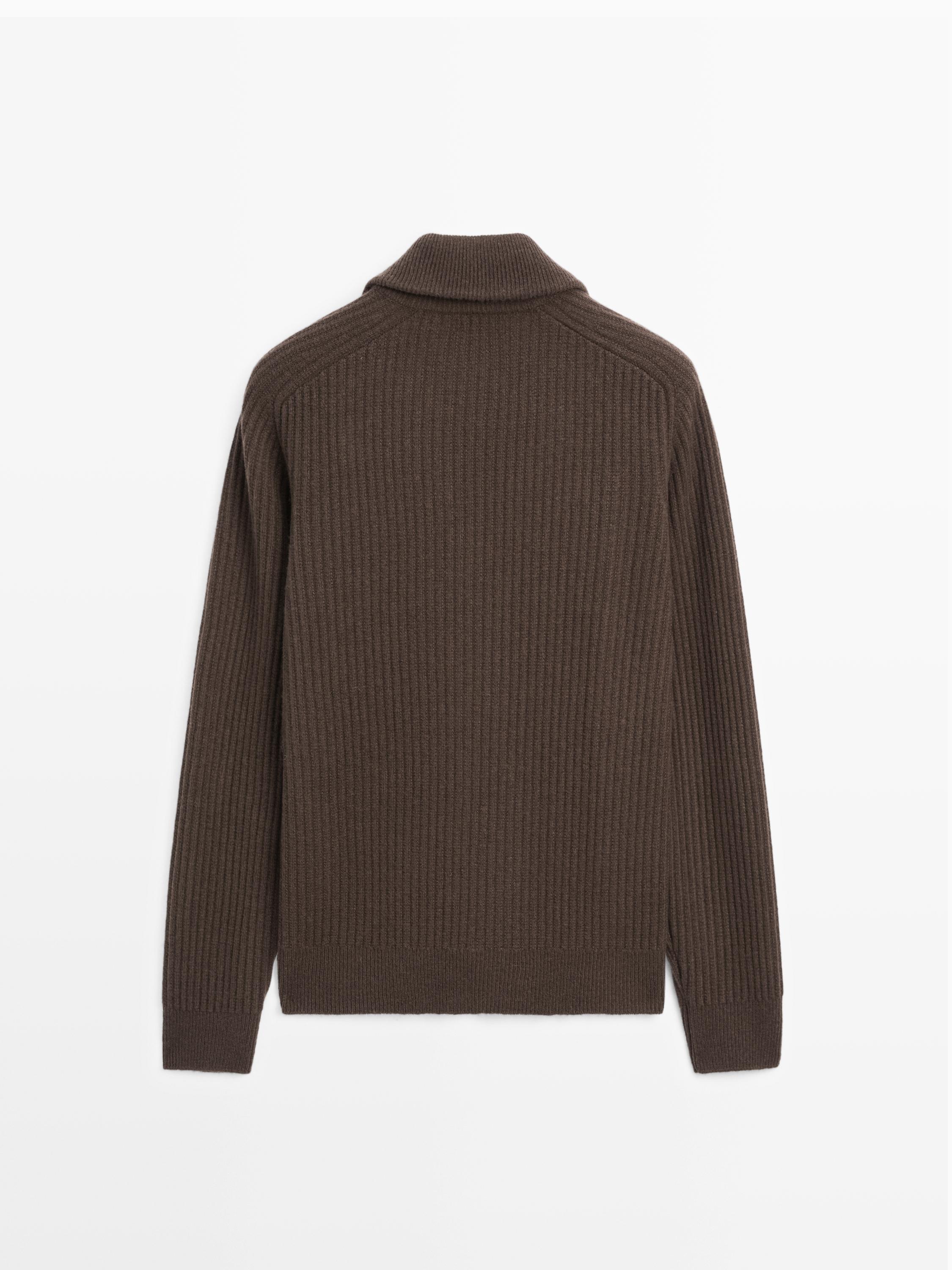 Wool blend cardigan with zip