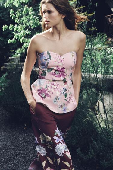 FLORAL PRINT WIDE-LEG TROUSERS - Multicoloured by Zara