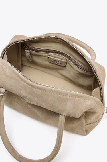SPLIT SUEDE BOWLING BAG - Ecru by Zara - Image 6