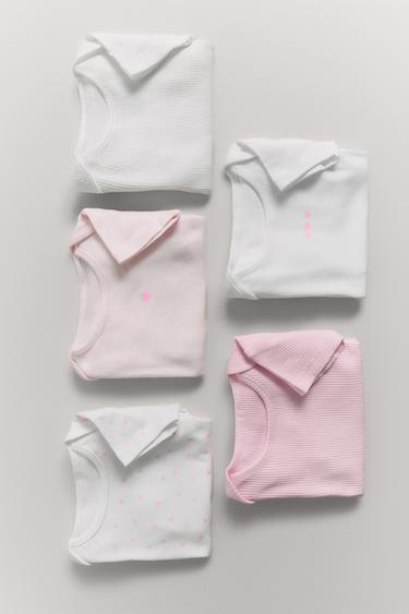 Zara FIVE-PACK OF STRAWBERRY BODYSUITS - Pink