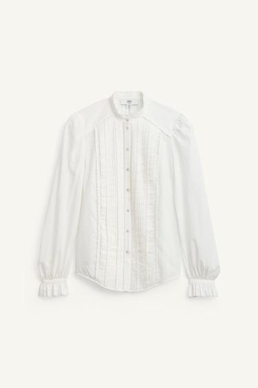 Zara LIMITED EDITION PLEATED SHIRT - White