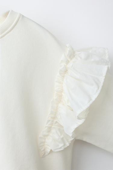 ROMANTIC SWEATSHIRT WITH RUFFLES - Ecru by Zara - Image 2