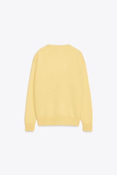 PULL 100 % CACHEMIRE MANCHES LONGUES - Jaune de Zara - Image 5