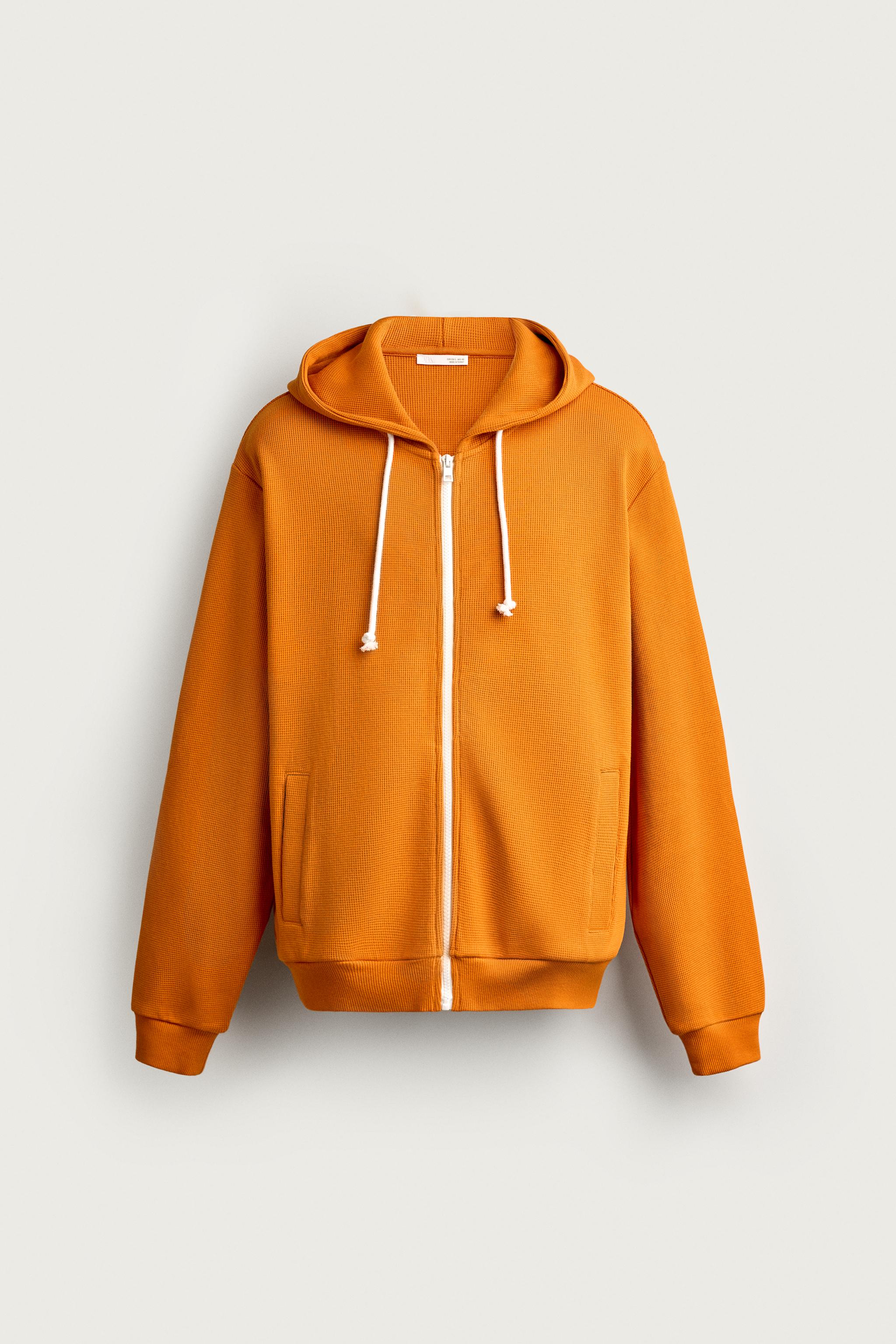 WAFFLE HOODED ZIP SWEATSHIRT