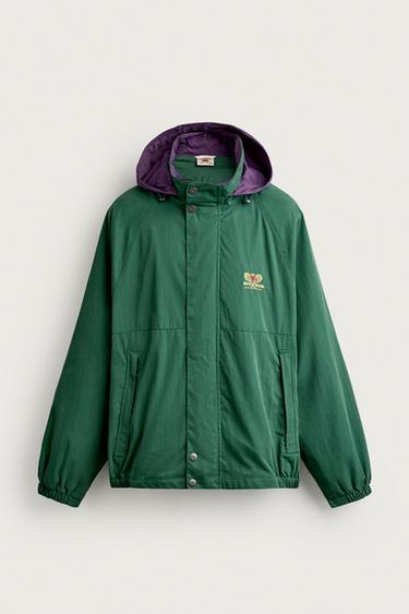 JAQUETA COM CONTRASTES BORDADO FRUIT OF THE LOOM™ - Verde da Zara