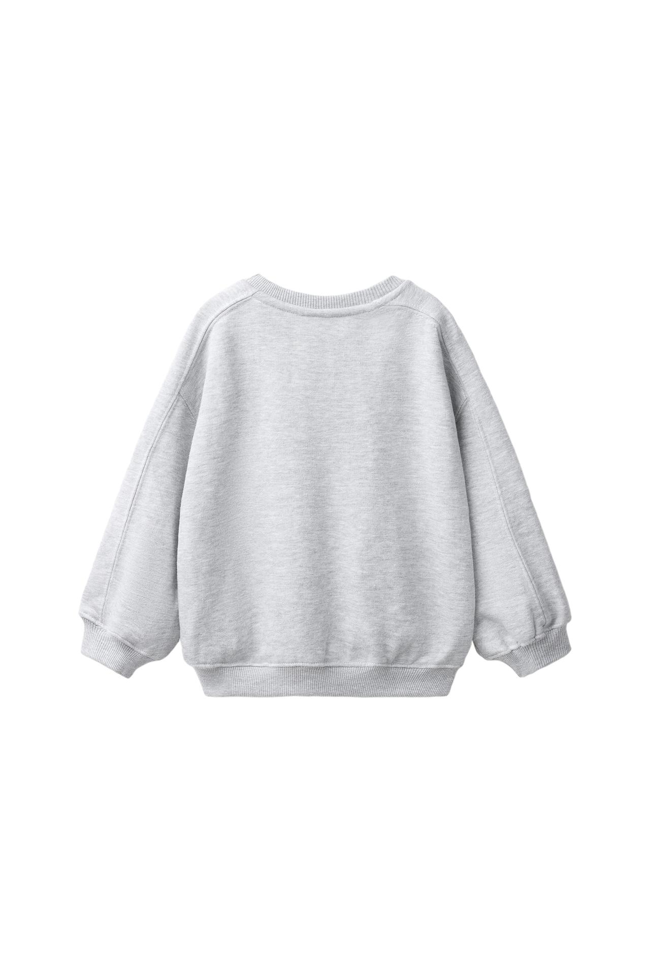 BEAR EMBROIDERED SWEATSHIRT — Gray marl