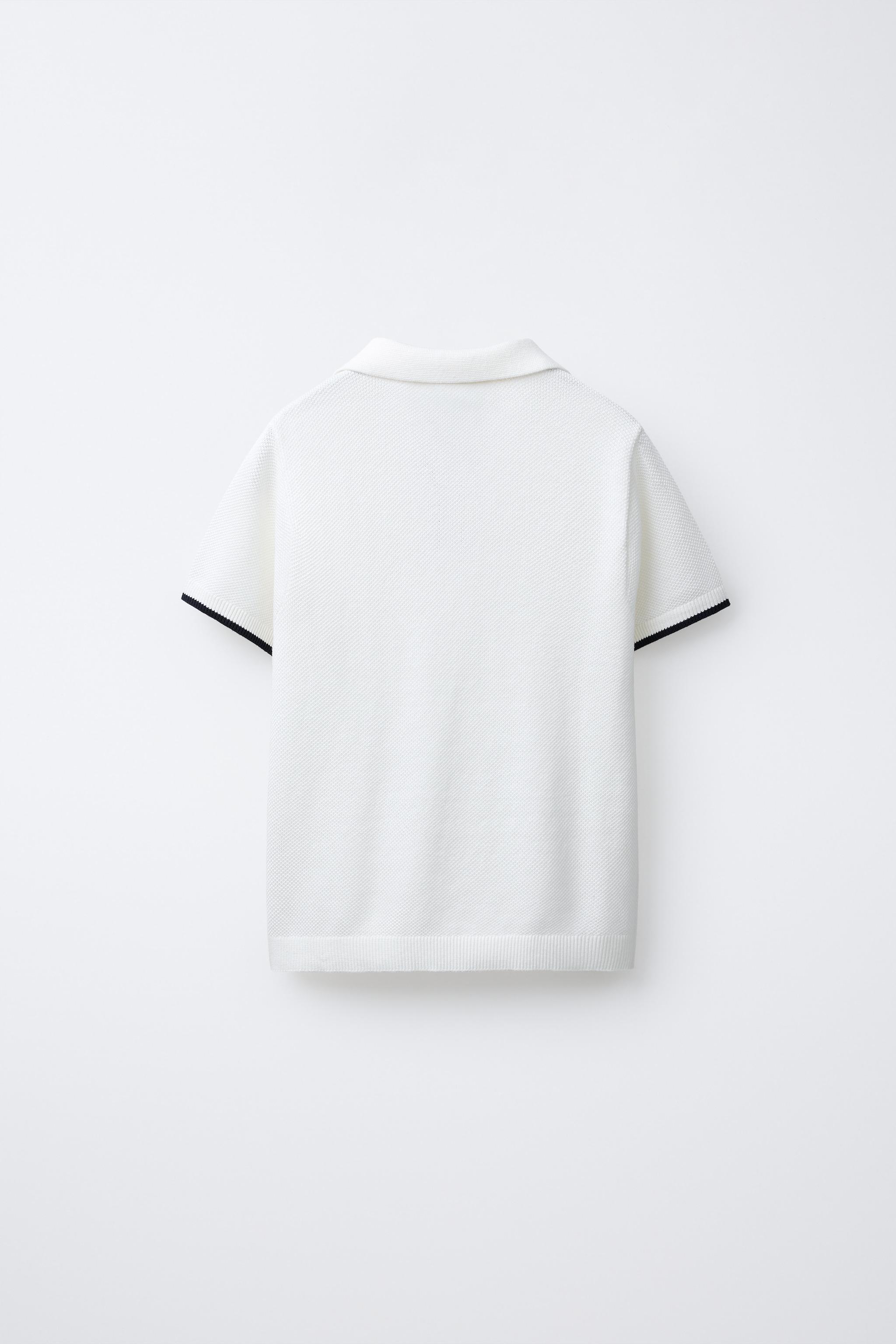 KNIT PIQUÉ POLO SHIRT — Ecru (alternate view)