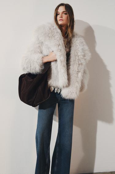 FAUX FUR JACKET ZW COLLECTION - Ecru by Zara