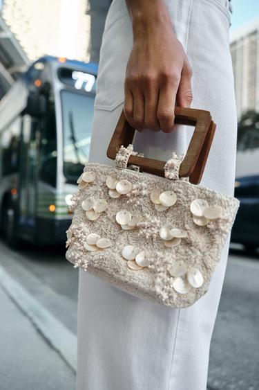 Zara PEARLESCENT EFFECT DETAIL BAG - Ecru