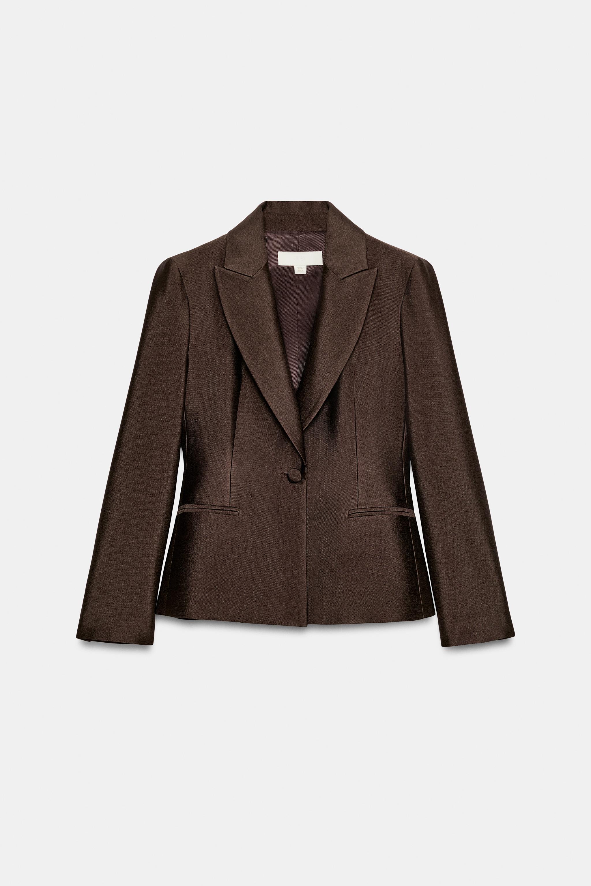 サテンフィットブレザー - ブラウン | ZARA Japan / 日本