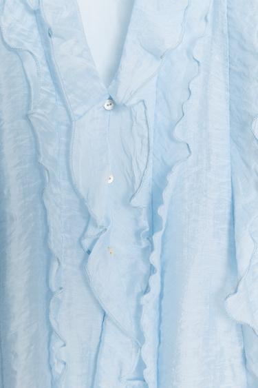 RUFFLED BLOUSE - Sky blue by Zara - Image 7