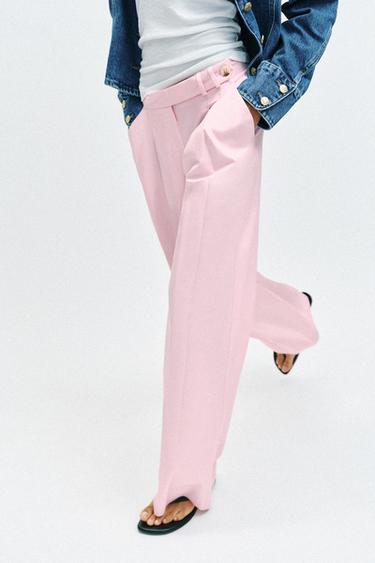 PANTALON LARGE À PINCES - Rose de Zara - Image 3