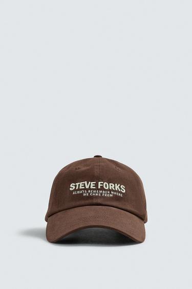 CAP WITH EMBROIDERED SLOGAN - Brown by Zara - Image 5