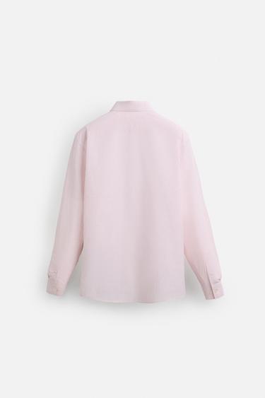 COTTON/LYOCELL SHIRT - Pale pink by Zara - Image 7